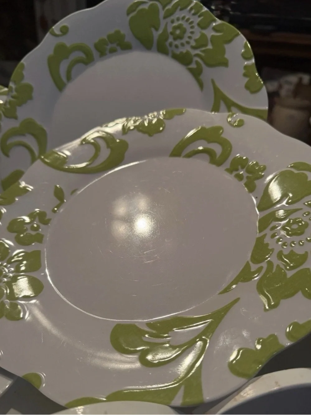 6 BETTER HOMES & Gardens Citrus Blossom Dinner Plates Lime Green Melamine. 10.5”